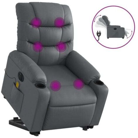 Fauteuil inclinable de massage électrique en similicuir gris