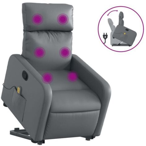 Fauteuil de massage inclinable en similicuir gris
