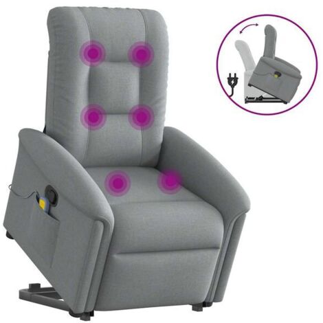 Chaise longue en tissu gris clair avec fonction de massage – Lit de relaxation ergonomique pour salon ou chambre, design moderne et confortable (1/5)