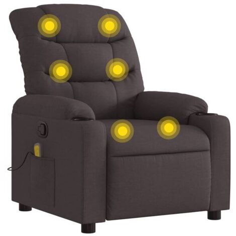 Chaise longue de massage ergonomique en tissu, dossier inclinable et repose-pieds réglable, couleur marron foncé – pour détente profonde à domicile (1/5)