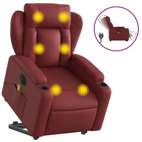 Chaise longue électrique de massage rouge bordeaux – Réglable en hauteur, fonction chauffage dorsale et vibration, design ergonomique pour détente complète (1/5)