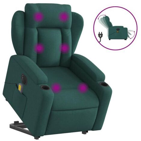 Chaise longue électrique avec massage intégré – Réglage inclinable, tissu velouté vert foncé, confort ergonomique et relaxation profonde (1/5)
