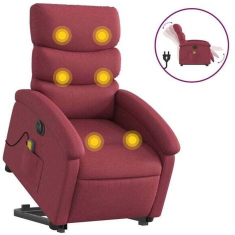 Fauteuil de massage électrique inclinable, tissu bordeaux