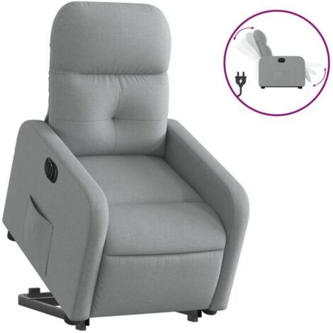 Chaise longue électrique réglable en tissu gris clair – Lit de relaxation avec dossier inclinable, repose-pieds extensible et contrôle tactile, idéale pour salon ou chambre (1/5)
