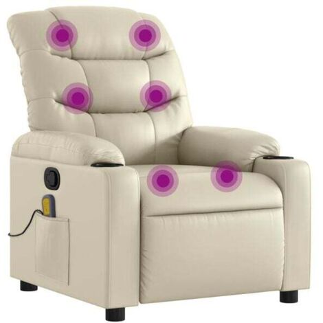 Chaise longue de massage en similicuir beige – Lit de relaxation ergonomique avec dossier inclinable et repose-pieds réglable (1/5)