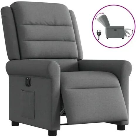 Chaise électrique inclinable en tissu – Fauteuil releveur médical avec dossier réglable, assise confortable et fonction de relevage progressif – Gris foncé (1/5)