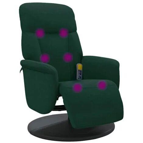 Chaise de massage ergonomique en velours vert foncé avec repose-pieds intégré – Fonction chauffage, vibration et inclinaison réglable (1/5)