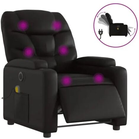 Chaise relaxante électrique en cuir synthétique noir – Réglage inclinable, massage lombaire, fonction chauffage et commande tactile – Pour salon ou bureau (1/5)