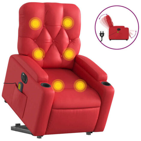 Fauteuil inclinable de massage électrique en similicuir rouge