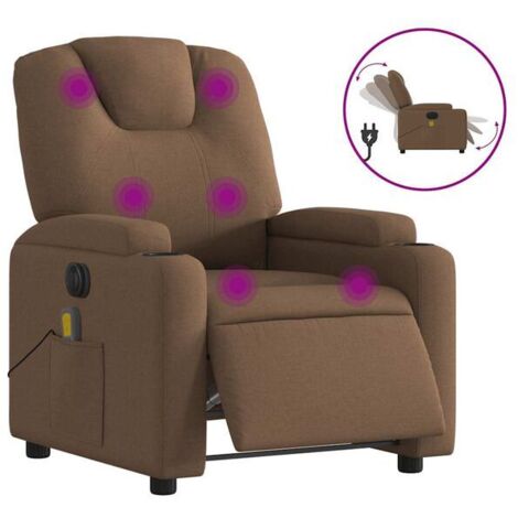 Fauteuil inclinable de massage électrique en tissu marron