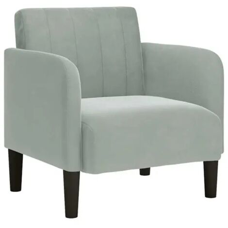 Fauteuil gris clair, hauteur 54 cm, revêtement en velours