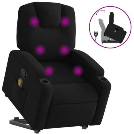 Chaise longue de massage ergonomique en tissu noir – Lit de relaxation avec réglage inclinable, soutien lombaire et fonction vibration – Idéale pour salon, bureau ou spa à domicile