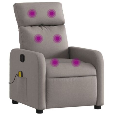 Chaise longue relaxante en tissu gris taupe avec fonction de massage intégrée – Réglable en inclinaison, confort ergonomique, idéale pour salon ou chambre (1/5)
