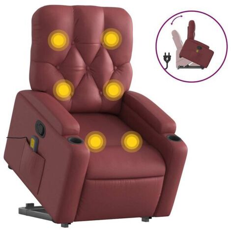 Fauteuil de massage inclinable en similicuir bordeaux