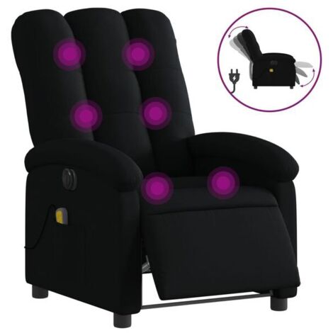 Fauteuil de massage électrique inclinable en tissu noir