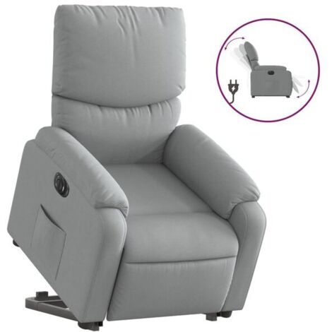 Chaise électrique inclinable avec dossier réglable en tissu gris clair – Fauteuil relax réclinable pour seniors, confort ergonomique et soutien lombaire (1/5)