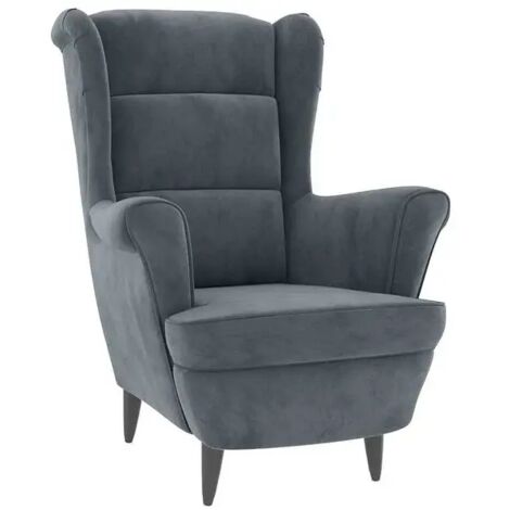 Fauteuil en velours gris foncé