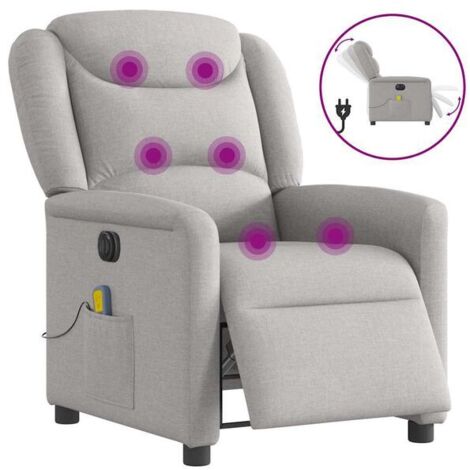 Fauteuil de massage électrique inclinable, tissu gris nuage