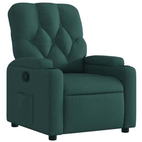 Chaise longue en tissu, dossier inclinable et repose-pieds réglable, design ergonomique moderne, couleur vert foncé – pour salon, chambre ou espace détente (1/5)