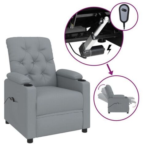 Fauteuil inclinable électrique en tissu gris clair (1/5)