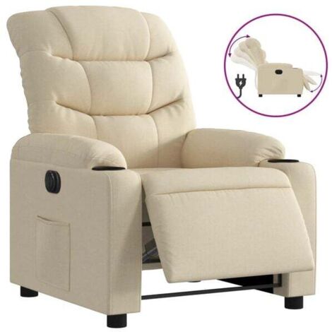 Chaise électrique inclinable en tissu beige – Fauteuil releveur médical avec dossier réglable, repose-pieds escamotable et contrôle manuel, idéal pour seniors et personnes à mobilité réduite