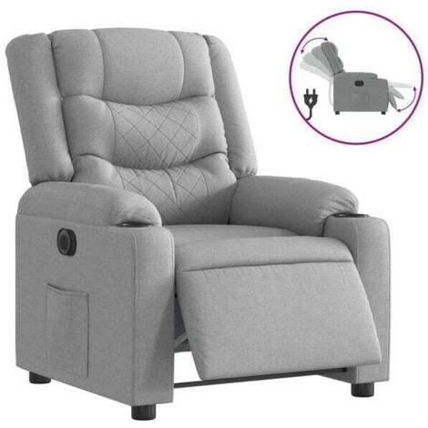 Chaise électrique inclinable avec repose-pieds, siège en tissu gris clair, réglage de l’assise et du dossier, idéale pour personnes âgées ou à mobilité réduite (1/5)