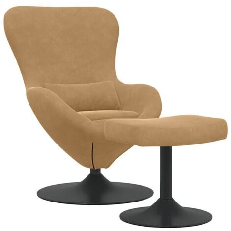 Fauteuil en forme d'œuf avec repose-pieds en velours marron