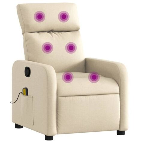 Chaise de massage ergonomique en tissu beige – avec fonctions de chauffage, roulement Shiatsu et réglage électrique pour le dos et les jambes