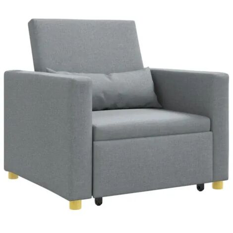 Canapé-lit individuel en tissu gris clair – Lit d’appoint pliable 90 x 165 cm, convertible salon/chambre, hauteur 87 cm, confort moelleux, facile à ranger (1/5)