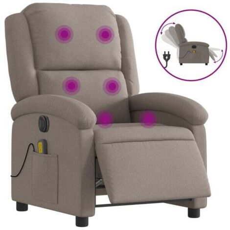 Fauteuil de massage électrique inclinable en tissu brun grisâtre