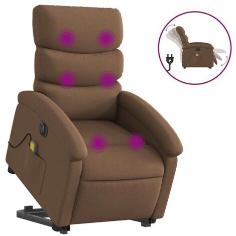 Fauteuil inclinable de massage électrique en tissu marron