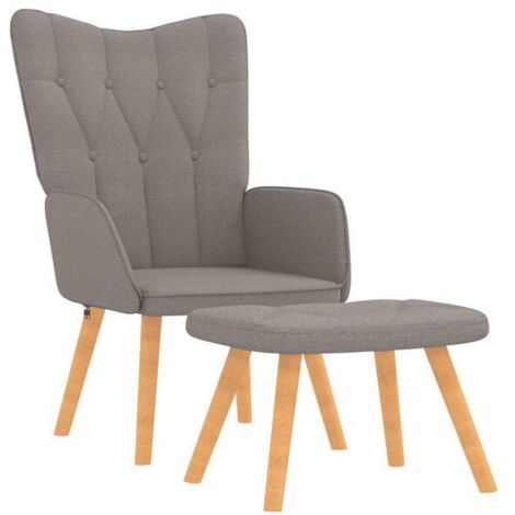 Fauteuil relax avec repose-pieds intégré – Assise confortable en tissu gris-brun, design ergonomique pour salon ou bureau (1/5)