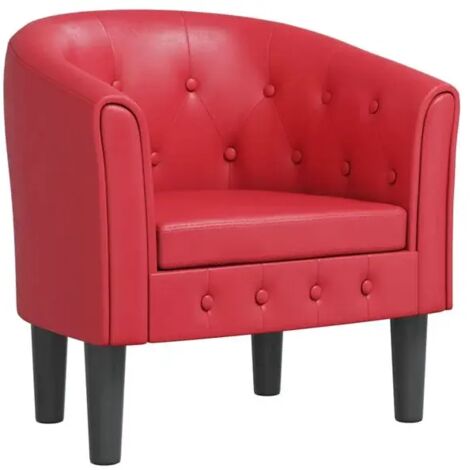 Fauteuil convertible en similicuir rouge