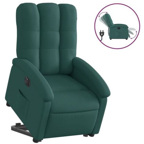 Chaise électrique inclinable en tissu, dossier réglable, siège ergonomique avec repose-pieds, pour seniors et personnes à mobilité réduite – Vert foncé (1/5)