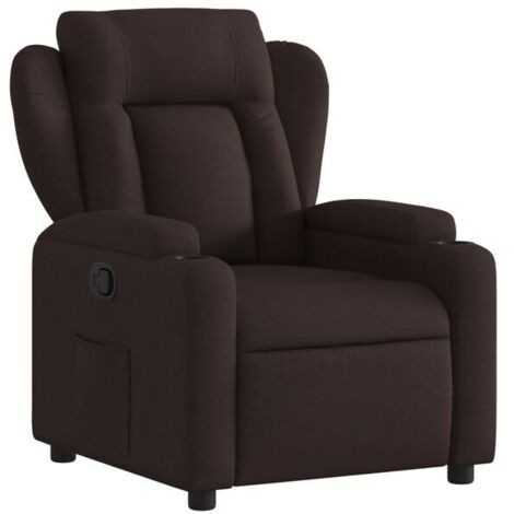 Chaise longue en tissu, modèle relax avec dossier inclinable et repose-pieds réglable, couleur marron, idéale pour salon ou véranda (1/5)