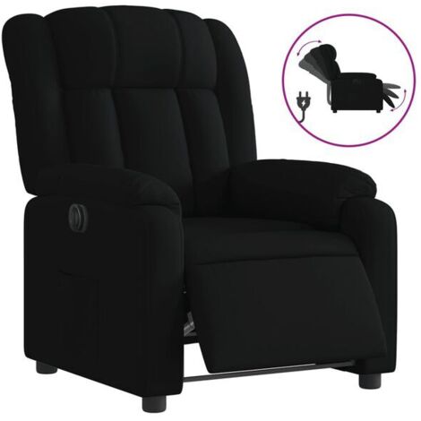 Chaise électrique inclinable en tissu noir – Fauteuil relax réclinable avec contrôle manuel, support lombaire ajustable et repose-pieds escamotable – Pour seniors et personnes à mobilité réduite (1/5)