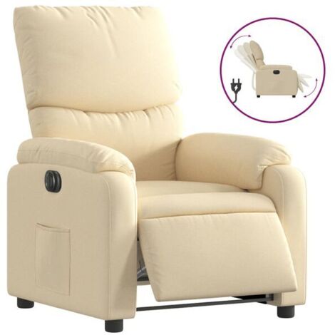 Fauteuil inclinable électrique en tissu beige