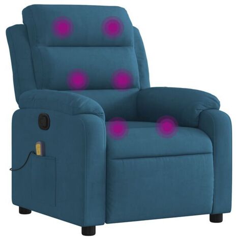 Fauteuil de massage inclinable bleu velours