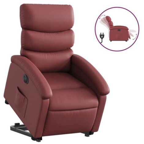 Fauteuil inclinable électrique, similicuir bordeaux