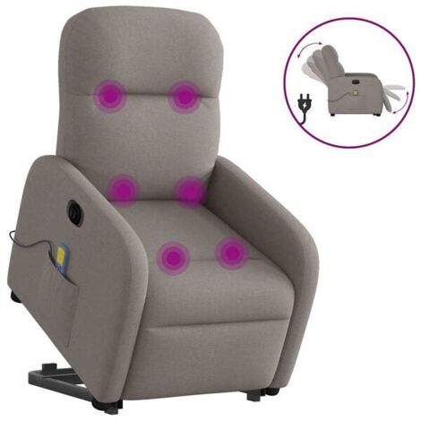 Fauteuil de massage électrique inclinable en tissu brun grisâtre