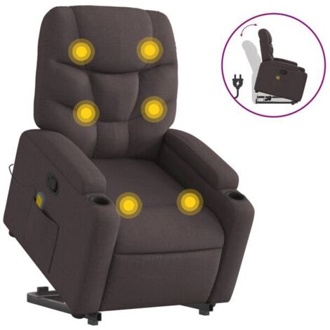 Chaise longue de massage en tissu, dossier inclinable et fonction vibration, design ergonomique pour détente profonde – Couleur marron foncé (1/5)