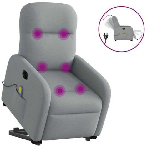Chaise longue électrique réglable en tissu gris clair – Lit de relaxation avec dossier inclinable, repose-pieds et contrôle tactile, idéale pour salon ou chambre
