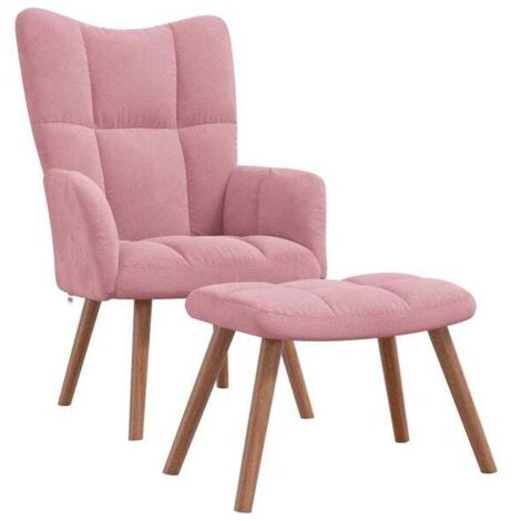Fauteuil relax en velours rose avec repose-pieds intégré – Confort ergonomique, design élégant pour salon ou chambre (1/5)