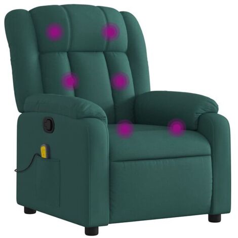 Chaise longue de massage en tissu, dossier inclinable et réglable, couleur vert foncé, idéale pour détente, spa et soins à domicile