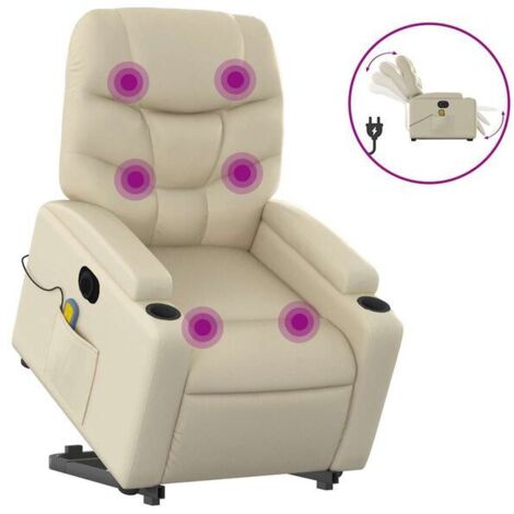 Fauteuil inclinable de massage électrique en similicuir beige