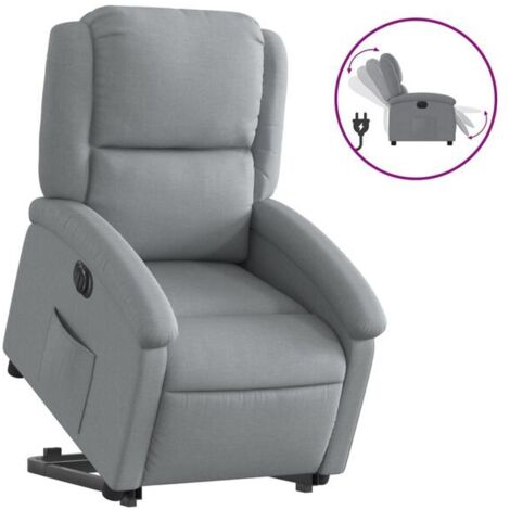 Chaise relaxante électrique réglable en tissu gris clair – Fauteuil massant avec fonction inclinable, repose-pieds et contrôle tactile, idéal pour salon ou bureau (1/5)