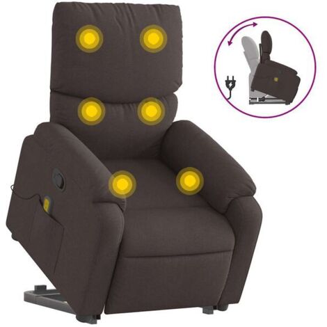 Chaise longue en tissu brun foncé avec fonction de massage intégrée – Relaxation complète, dossier inclinable et repose-pieds réglable (1/5)