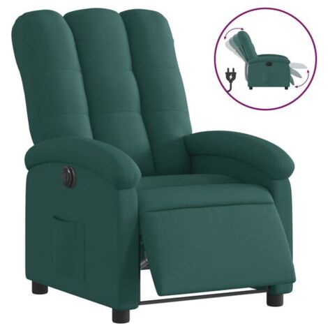 Fauteuil inclinable électrique en tissu vert foncé