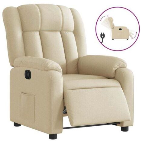 Chaise relaxante électrique en tissu beige – Fauteuil massant inclinable avec commande à distance, fonction chauffage et 3 positions de relaxation – Pour salon ou bureau (1/5)