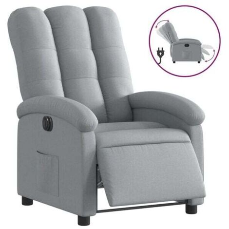 Chaise longue électrique réglable en tissu gris clair – Lit de relaxation avec dossier inclinable, repose-pieds extensible et contrôle tactile, idéale pour salon ou chambre (1/5)